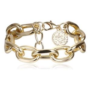 18K GOLD PUNK CHUNKY CHAIN LINK BANGLE/BRACELET